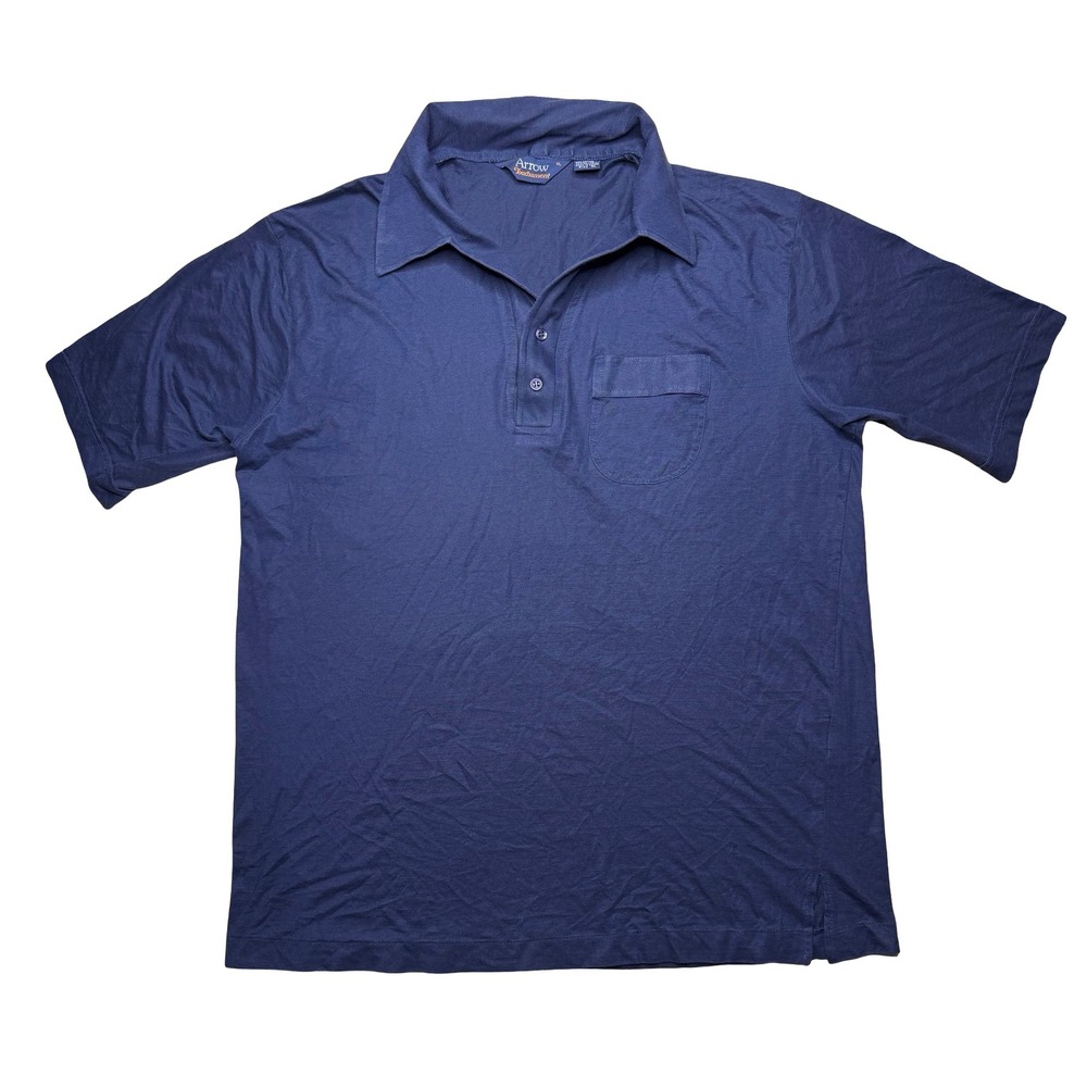 Vintage 90s Arrow Tournament navy blue polo XL